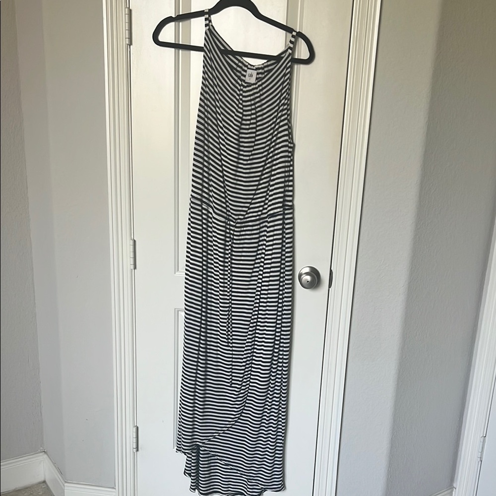 Navy and White Striped Maxi Dress